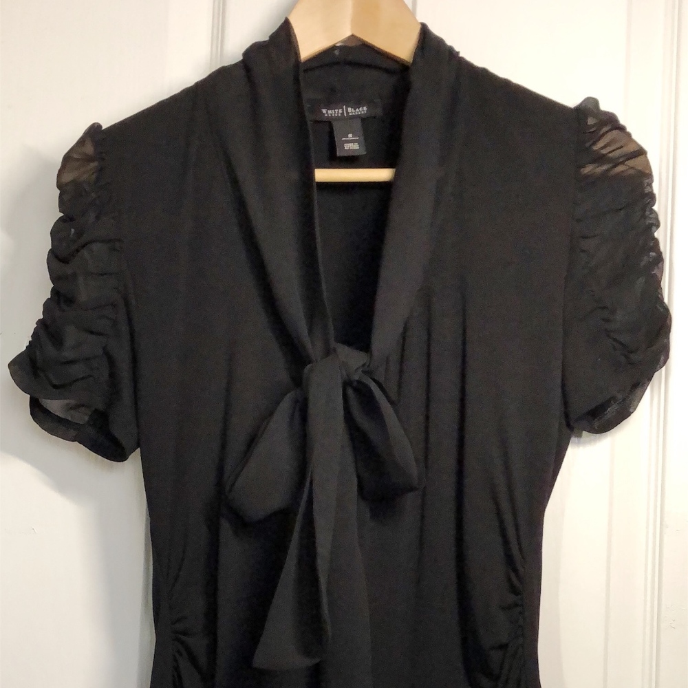 White House Black Market Black Bow Blouse
